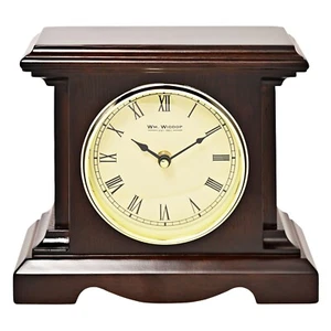 Dark Wooden Square Mantel Clock With Roman Numerals By Widdop W3416 - Picture 1 of 2