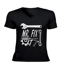 Mr. Fix It Handyman V-Neck T-Shirt Father's Day Shirt Mechanic Best Dad Shirt - Picture 1 of 5