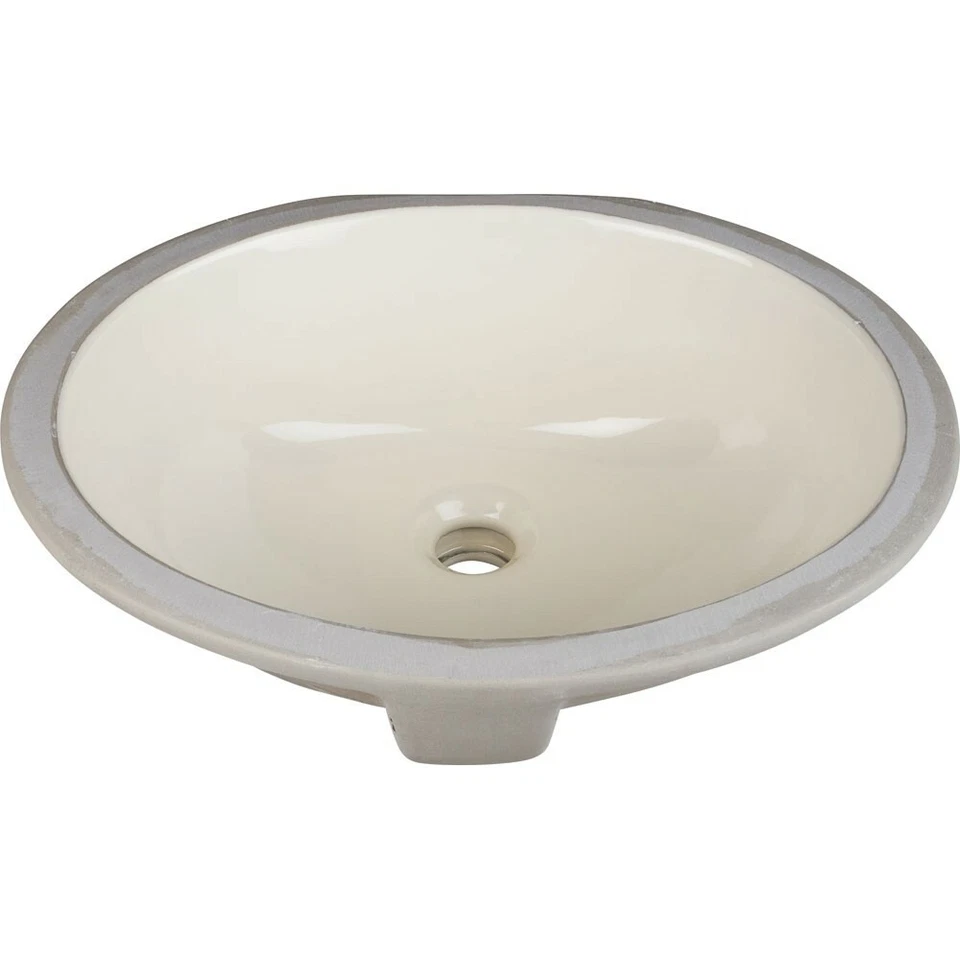 Fregadero de cerámica para baño pergamino bajo montaje ovalado mediano de porcelana de 15" beige Foto 1 de 1