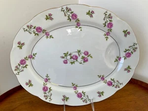 Theodore Haviland SERVING Platter ~ Pink Roses DELAWARE Gold Trim Large Oval 16” - Picture 1 of 10