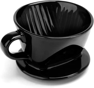 #2 Versare sopra Caffettiera, Gocciolatore da Caffè in Ceramica Nera a Tazza Singola, 1 Set Misura N - Foto 1 di 12