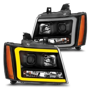 Black Switchback LED Bar Projector Headlights For 07-14 Tahoe Suburban - Picture 1 of 17
