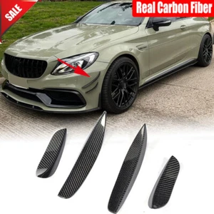 4PCS Carbon Front Bumper Fins Canards Splitter Fit For Benz W205 C205 C63 2015UP - Picture 1 of 12