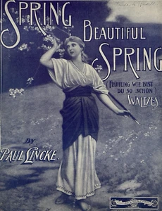 Hermosa partitura antigua de primavera Pretty Girl 1907 - Imagen 1 de 6