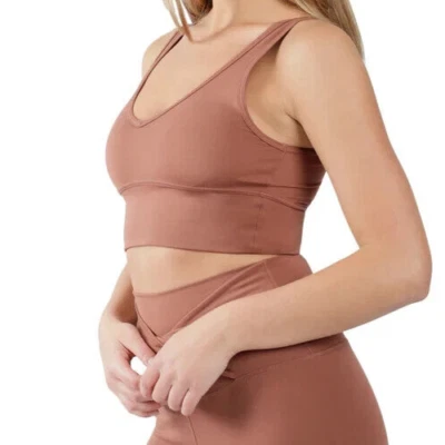 NWT Yogalicious Women's  Cropped Top Size L Copper Iron Brown Reversible - Image 1 of 3