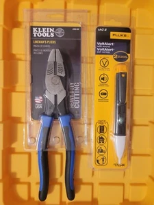 Klein Lineman's Pliers J2000-9ne And Fluke 1AC-1A-ii Voltage Tester Combo - Picture 1 of 16