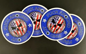 F#ck Around Find Out (FAFO) Patriotic Skull Decal (4 Pack) - Picture 1 of 4