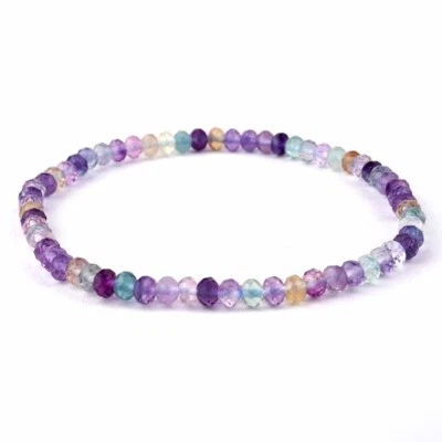 Regenbogen Fluorit facettiertes Ø 4,5 mm Kugel | Perlen Armband flexibel dehnbar - Bild 1 von 4