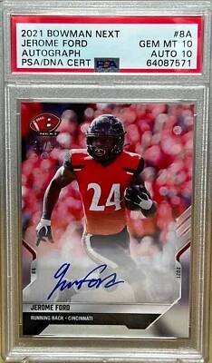 JEROME FORD PSA 10 w/10 ON-CARD AUTO 2021 BOWMAN NEXT CLEVELAND BROWNS ROOKIE - Image 1 of 4