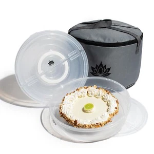 2 Pack Pie Carrier with Lid & Insulated Food Carrying Case Bag - 12"Food Storage - Picture 1 of 9