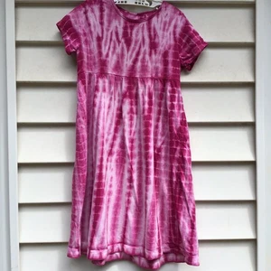 Lands' End Girls Dress Girls Sz 6X Pink Tye Dye Midi Modest Short Sleeve Boho - Picture 1 of 9