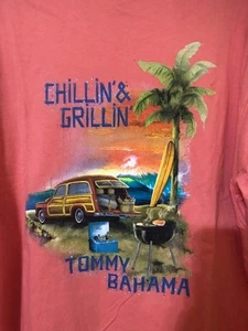 Tommy Bahama Chillin & Grillin T-Shirt Herren Medium Peach Short SLV Crew Neck - Bild 1 von 4