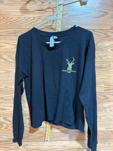 Simply Southern Shirt jrs Gr. Lg schwarz Hey Deer goldene Grafik cropped lang slv - Bild 1 von 5