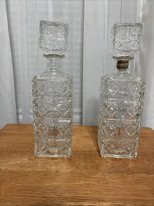 Lote de dos botellas de jarra de vidrio de cristal corte whisky Four Roses 1961 - Imagen 1 de 12