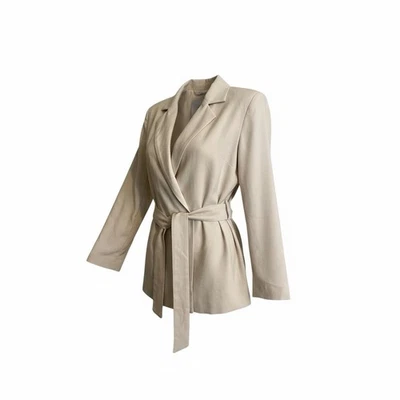 Donna Karan Beige Belted Blazer Jacket Women's Linen Blend Lightweight Size 4 - Image 1 of 4