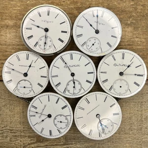 18s Elgin Pocket Watch Movements - Grade 75, 80, 249 - 15, 17 Jewels - Picture 1 of 2