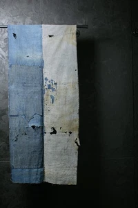 Japanese Fabric Cotton Vintage Kimono Antique Indigo Blue RANRU 60.6"/KIJ39/460 - Picture 1 of 10