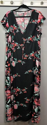 New York & Company Dress Womens Large Floral Maxi Ruffle Sleeve Boho Rayon - Image 1 of 4