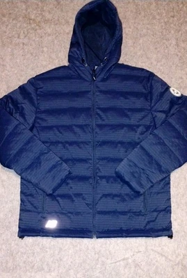 New Balance Puffer Mens L Hooded Water/ Wind Resistan Quilted Jacket Blue 574 - Image 1 of 4