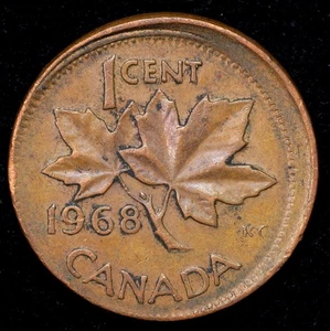 1968 Off-Center 5% Mint Error Canada One Cent Coin Copper 19mm - Picture 1 of 2
