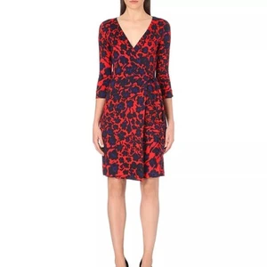 Diane Von Furstenberg Silk Red Print Wrap New Julian Two Dress Size 4 - Picture 1 of 8
