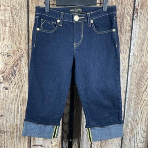 Baby Phat Women's Mid Rise Dark Wash Cuffed Capri Stretch Blue Jeans Size 5 - Picture 1 of 10