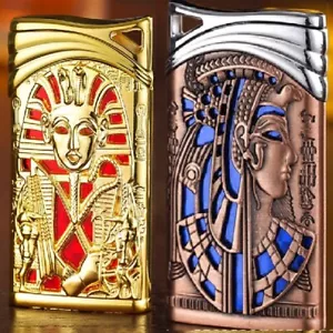 ✅ Free name engrave ✅GAS LIGHTER ✅Egyptian pharaohs King Tut & Nefertiti ✅#204 - Picture 1 of 39