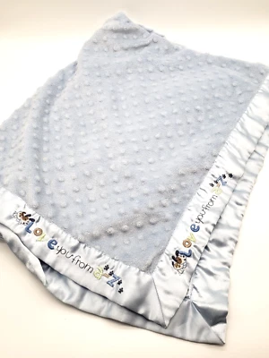 Manta bebé Carters Just One Year azul Minky Dot satinada te amo de cachorro de la A a la Z Foto 1 de 4