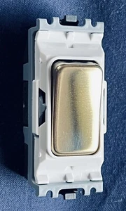 MK Grid+ switch, 1-way, double pole, PBRW, polished brass, white insert, unused - Picture 1 of 2