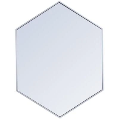 Pemberly Row 40" x 30" Hexagonal Metal Frame Mirror in Silver - Image 1 of 4