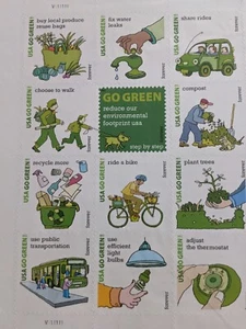 Hoja de 20 estampillas Forever de Estados Unidos Scott 4524 GO GREEN MNH 2011 - Imagen 1 de 4