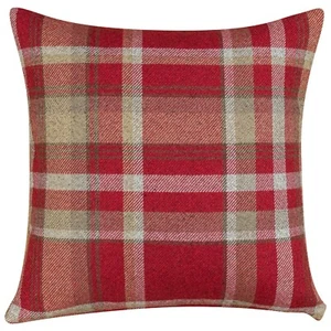 Tartan Check Cushion in Red. Double Sided. 17" (43cm) Square. - Picture 1 of 2