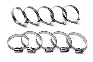 HPS Stainless Steel Embossed Hose Clamps SAE 20 10pc 1-1/4" - 1-3/4" (32mm-45mm) - Imagen 1 de 3