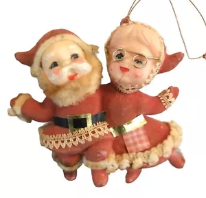 Vintage Santa & Mrs. Claus Felt Christmas Ornament 5 Inches - Picture 1 of 7