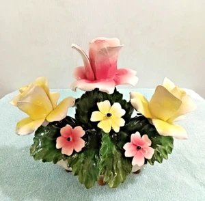 Vintage BAONU Capodimonte Porcelain Flower Centerpiece 9 1/2" Long - Picture 1 of 5