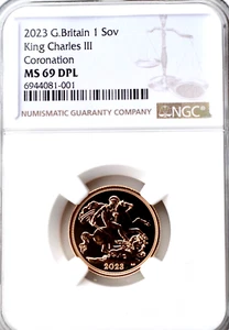 Soberano de Oro 2023 NGC MS69 Rey Carlos III Coronación Gran Bretaña Sin Circular - Imagen 1 de 3