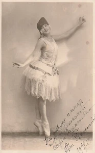 Vintage RPPC: VINTAGE BALLET DANCER, LACY DRESS, ODD HAT - Picture 1 of 2