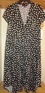 PERCEPTIONS NEW YORK BLACK DOTTED JERSEY SHIRT DRESS NWT S - Picture 1 of 10