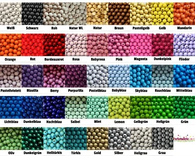 35 Perlen 12mm | Holzperlen | Rundperlen | Speichelfest | für Schnullerketten - Bild 1 von 2