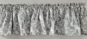 Zinnia Shy Valance Curtain, Floral Valance, Blue and Gray Valance, White Valance - Picture 1 of 8