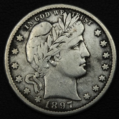 1897 O Barber Silver Quarter - Cleaned Cover