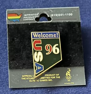 OLYMPISCHE SPIELE ATLANTA 1996 PIN BADGE / WILLKOMMEN! USA 96 OLYMPIA PIN BADGE - Bild 1 von 2