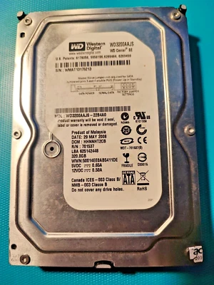 Disk Western Digital AV WD3200AAJS 320GB 7200U/Min SATA II 8MB 3.5 " RFB - Immagine 1 di 2