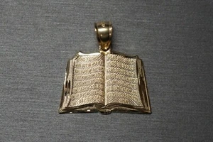 10K Massiv Gelbgold 1" Heilige Bibel Charm Anhänger. herren damen kinder - Bild 1 von 10