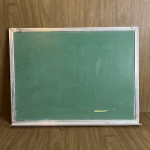 Vtg Green Chalkboad Wall Hanging  Aluminum Frame With Chalk Tray Rail 24x18”
