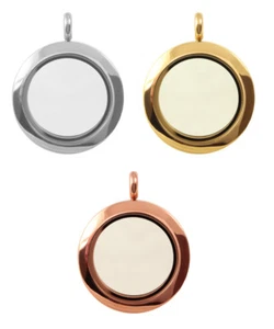 Stainless Steel Living Memory Floating Charm Locket Pendant 25mm * Choose Color - Picture 1 of 3