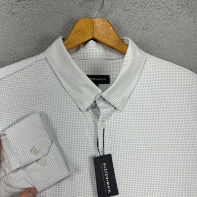 Mizzen Main Button Up Shirt Men 2XL Monaco Pastel Blue Polka Dot Performance NEW - Image 1 of 4