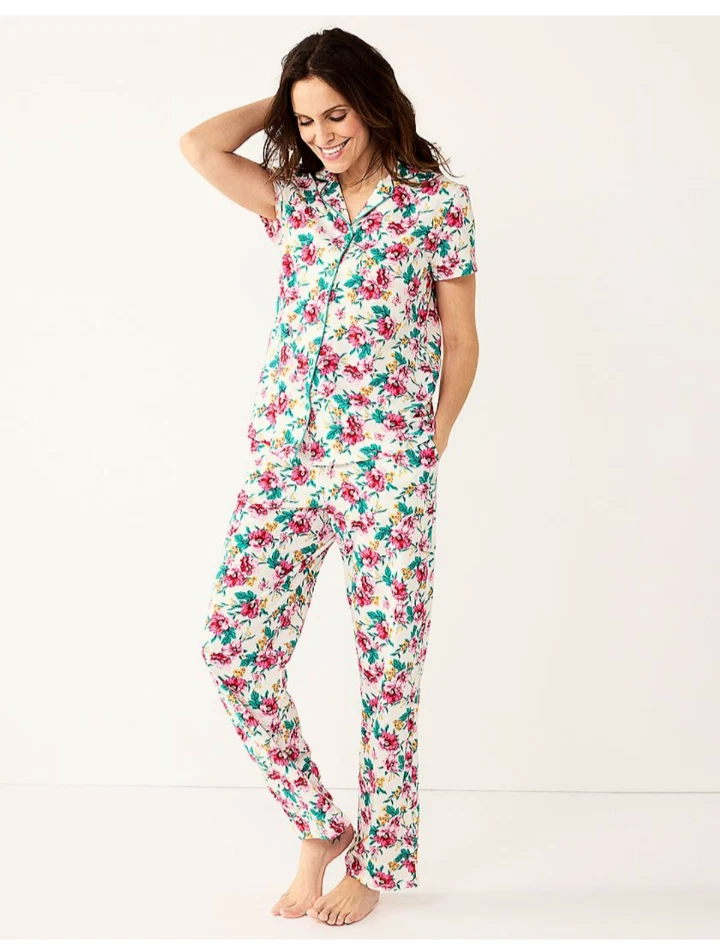 Conjunto de pijama Croft & Barrow de 2 piezas de manga corta y pantalones para mujer talla XXL NUEVO CON ETIQUETAS Foto 1 de 1