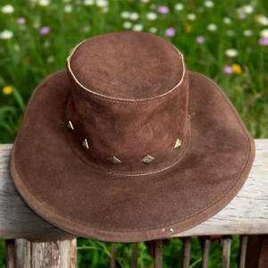 SKULLY'S by HENSCHEL Western Cowboy Hat Brown Suede Leather Sz 7 - Picture 1 of 13