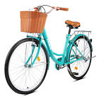 Women's Comfort Bikes 24 Inch Beach & City Cruiser Bicycle with Basket Rack Teal